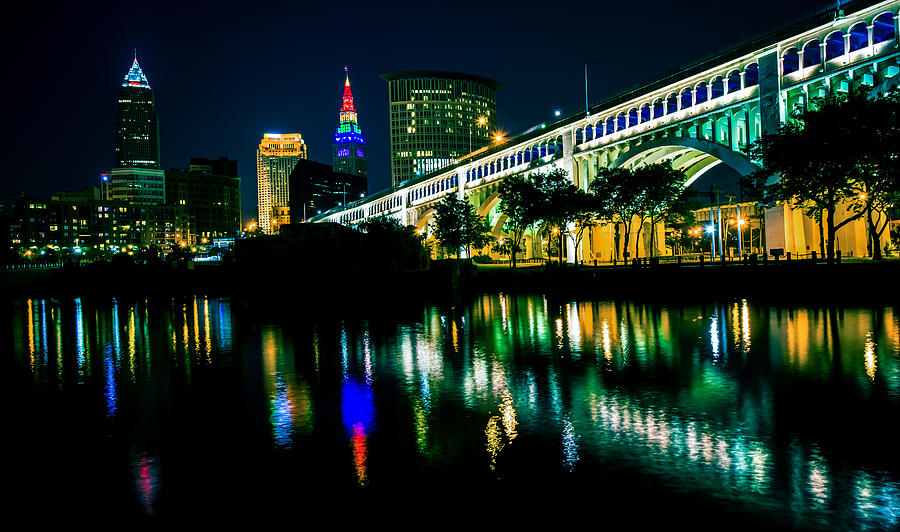 Cleveland Photograph - Cleveland at Night by Matt Shiffler