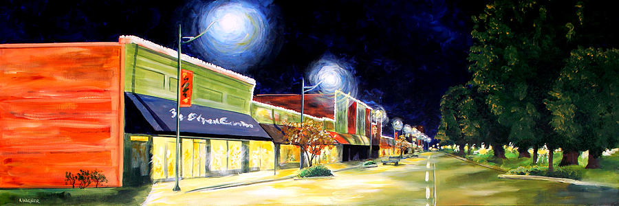 Cleveland Mississippi at Night Painting by Karl Wagner