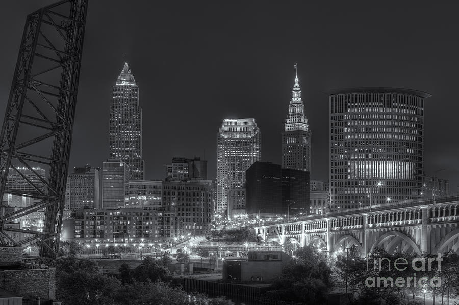 Cleveland Night Skyline IV Photograph by Clarence Holmes
