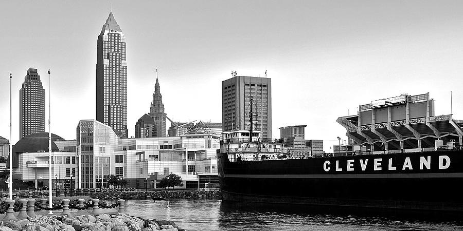 Cleveland Ohio Black and White Panorama Photograph by Frozen in Time Fine Art Photography