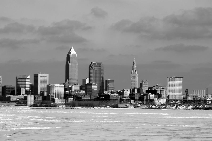 Cleveland Ohio In Black And White Photograph