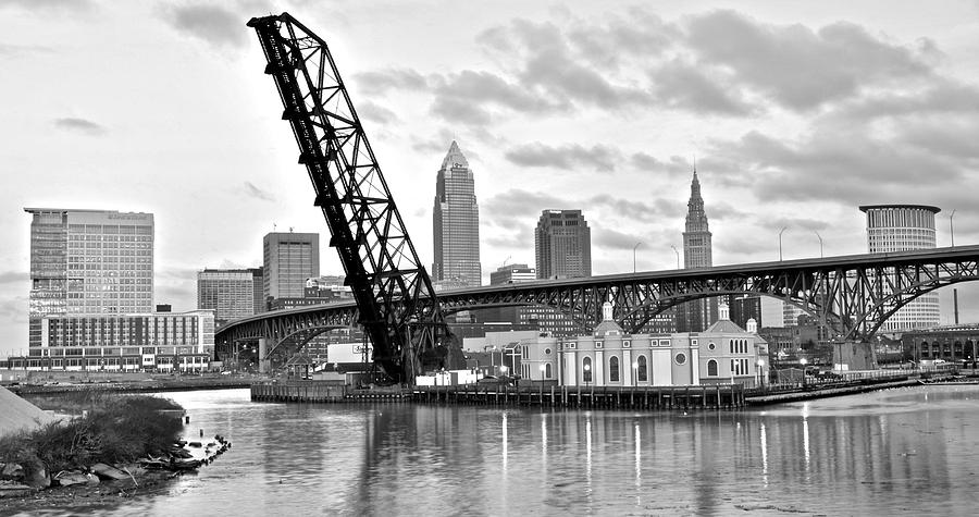 Cleveland Photograph - Cleveland over the Cuyahoga #1 by Frozen in Time Fine Art Photography