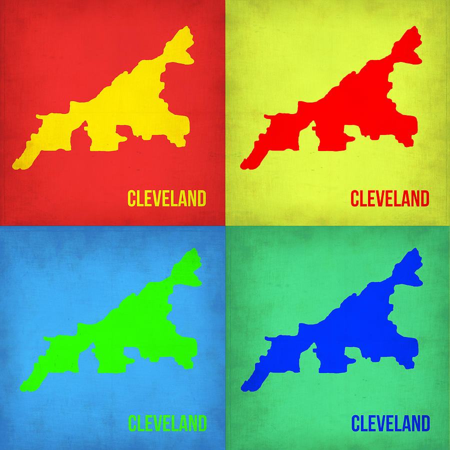Cleveland Painting - Cleveland Pop Art map 1 by Naxart Studio