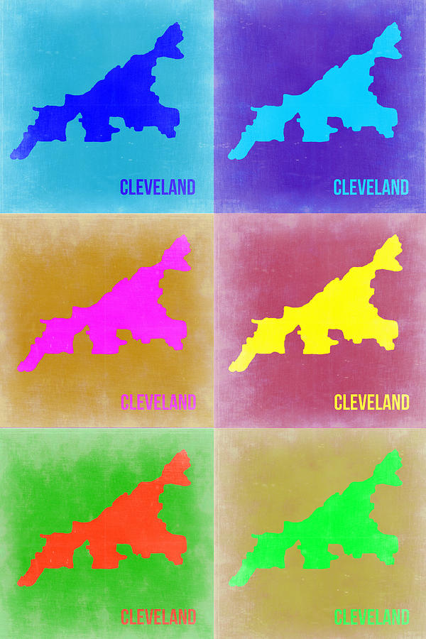 Cleveland Map Painting - Cleveland Pop Art Map 3 by Naxart Studio
