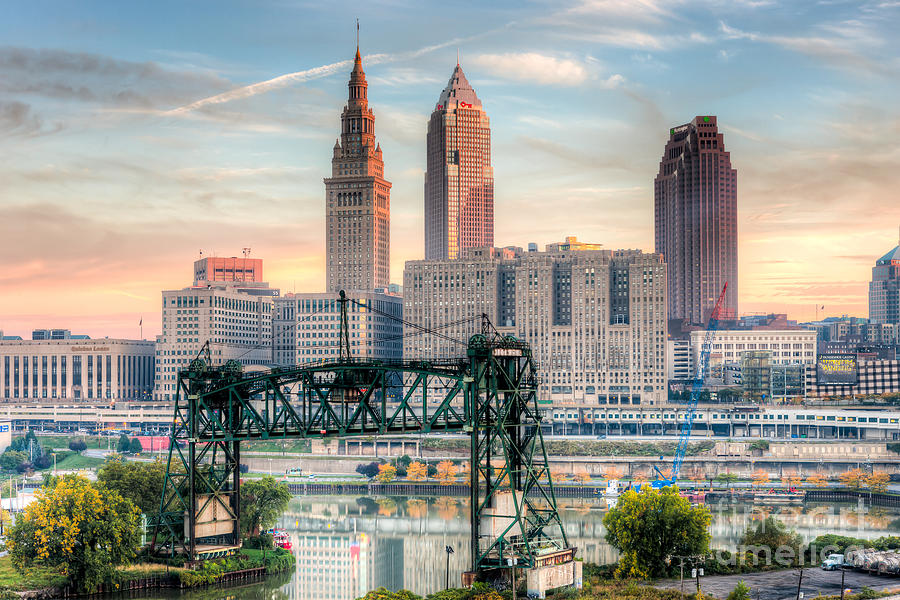 Cleveland Skyline and the Flats V Photograph by Clarence Holmes
