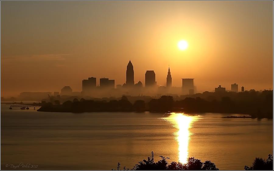 Cleveland Skyline at Sunrise Photograph by Daniel Behm