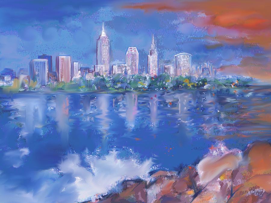 Cleveland Skyline Digital Art - Cleveland View by Mary Armstrong