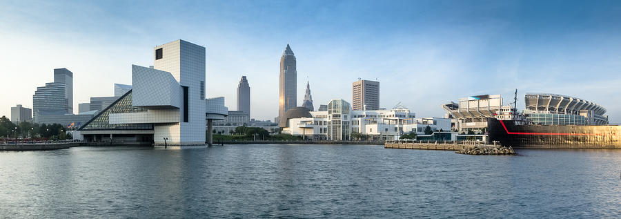 Clevelands North Coast Waterfront with Stadium and Museums Panorama Photograph by Drnadig