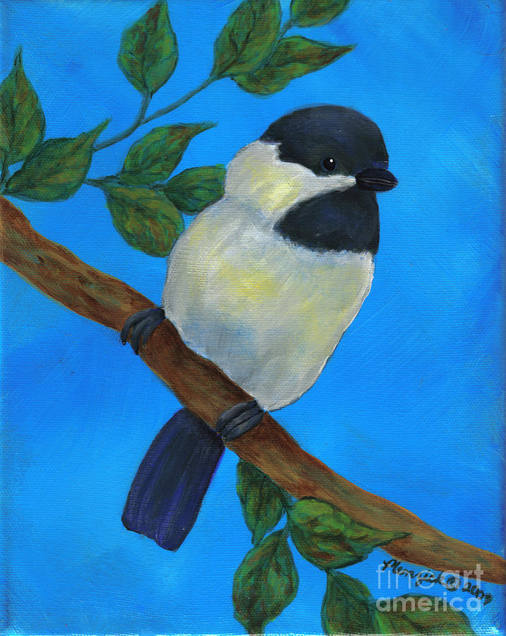 Bird Painting - Clever Chickadee by Susan Plenzick