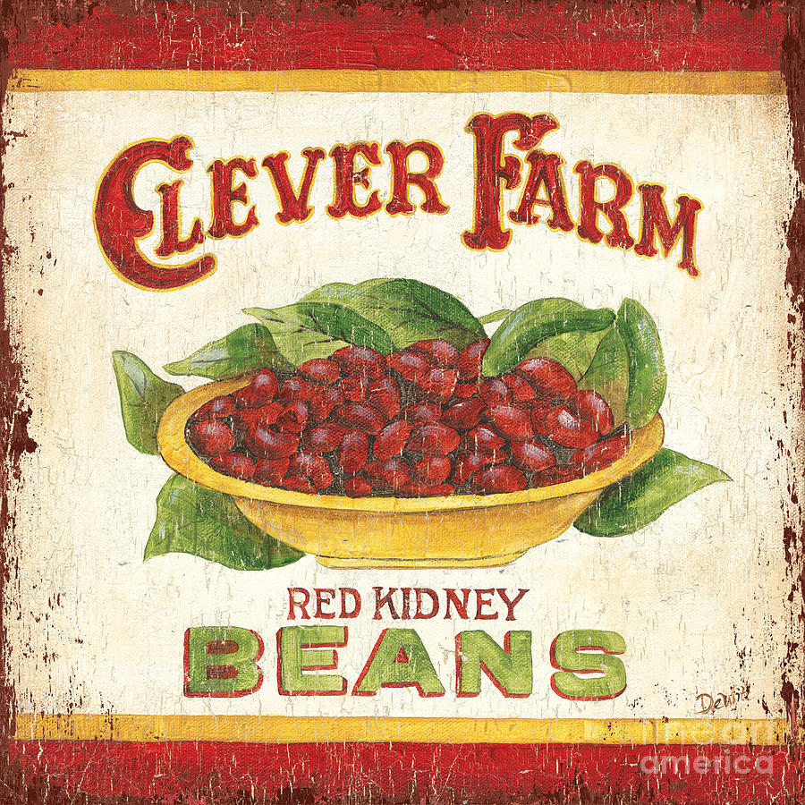 Vintage Painting - Clever Farms Beans by Debbie DeWitt