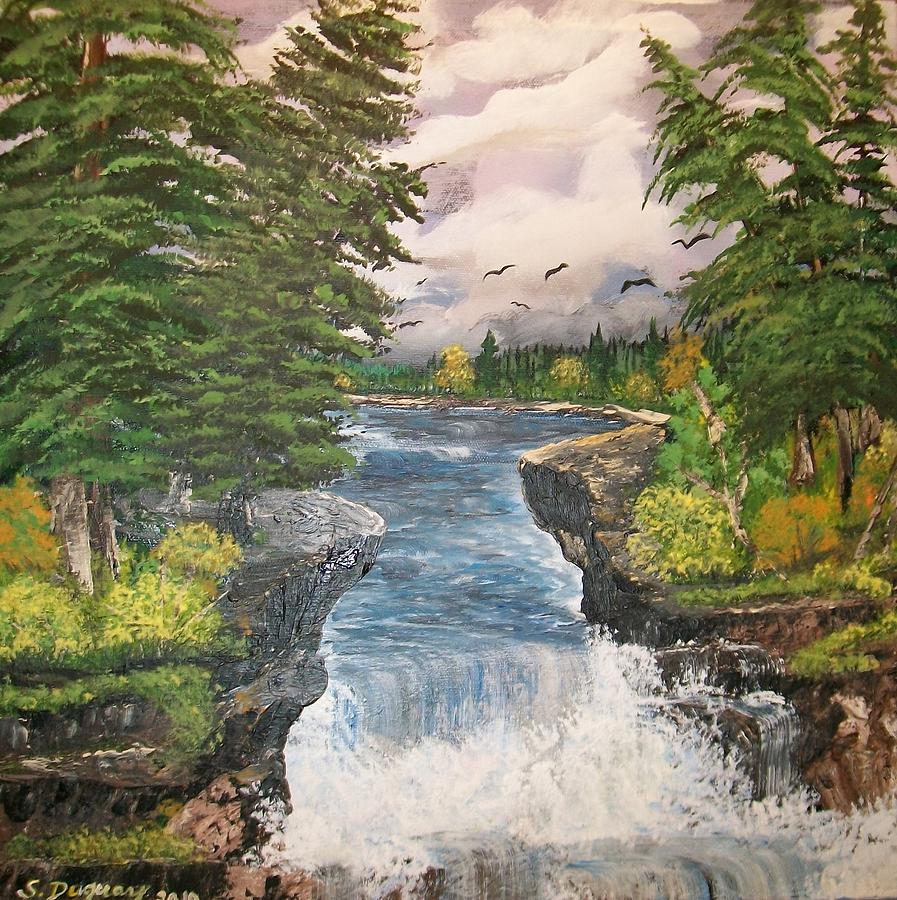 Cliff Falls Painting by Sharon Duguay