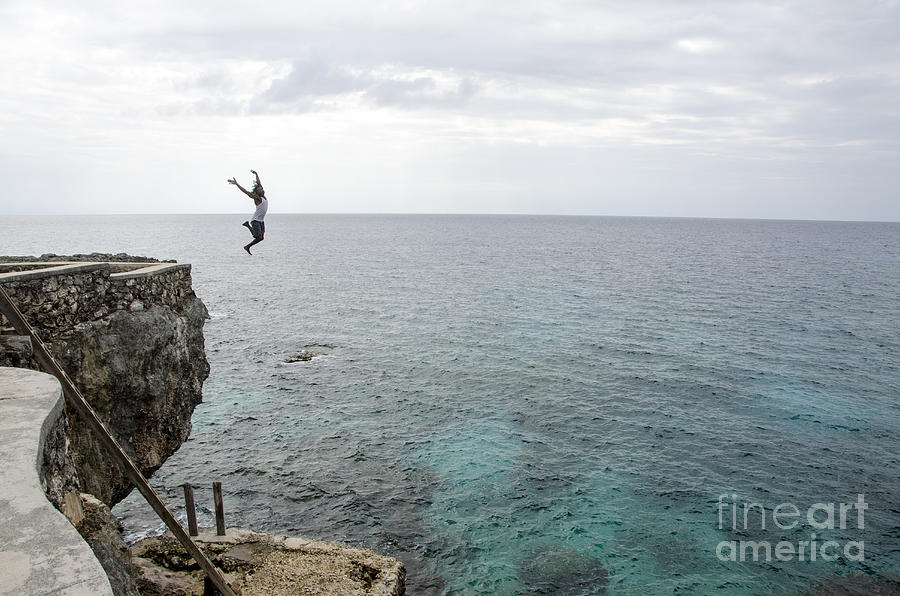 Cliff Jumper. Negril, Jamaica Photograph by Mark Newman