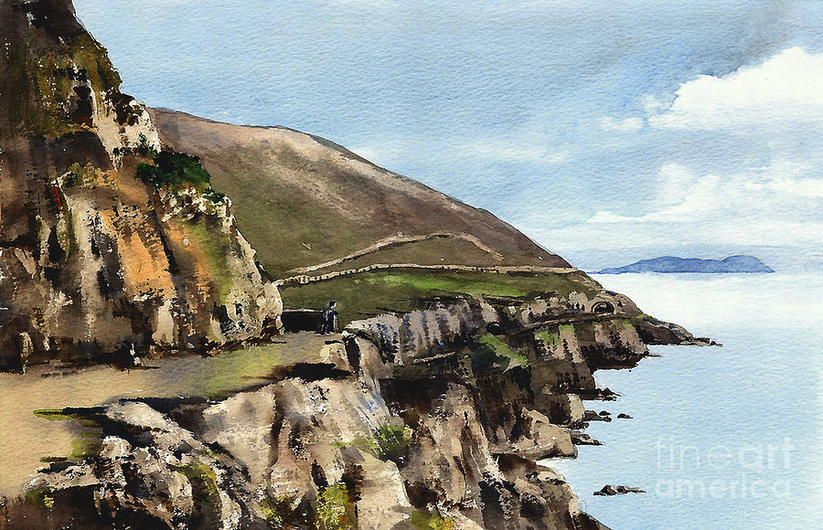 Ireland Painting - Cliff Walk Bray Head  Wicklow by Val Byrne