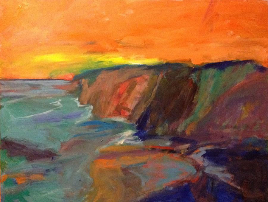 Sunset Painting - Cliffs at Sunset by Jim Noel