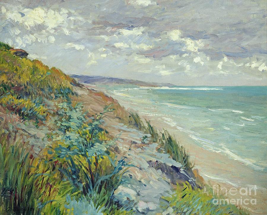 Beach Painting - Cliffs by the sea at Trouville  by Gustave Caillebotte