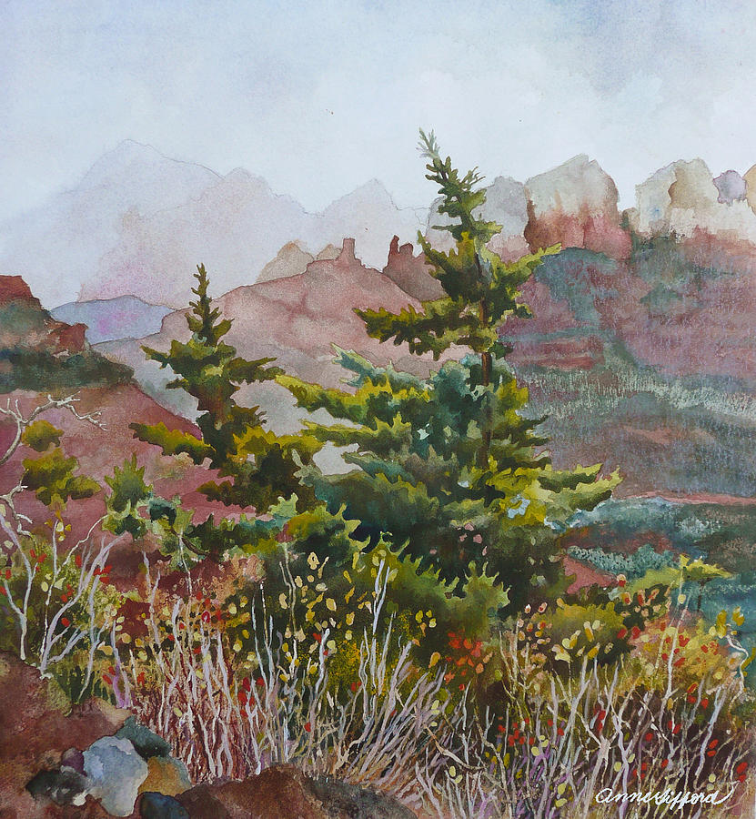 Cliffs Near Sedona Painting by Anne Gifford