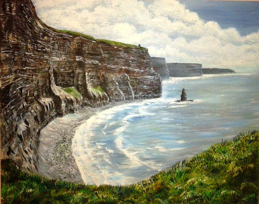 Irish Landscape Painting - Cliffs of Moher Co Clare by Pauline McCarville