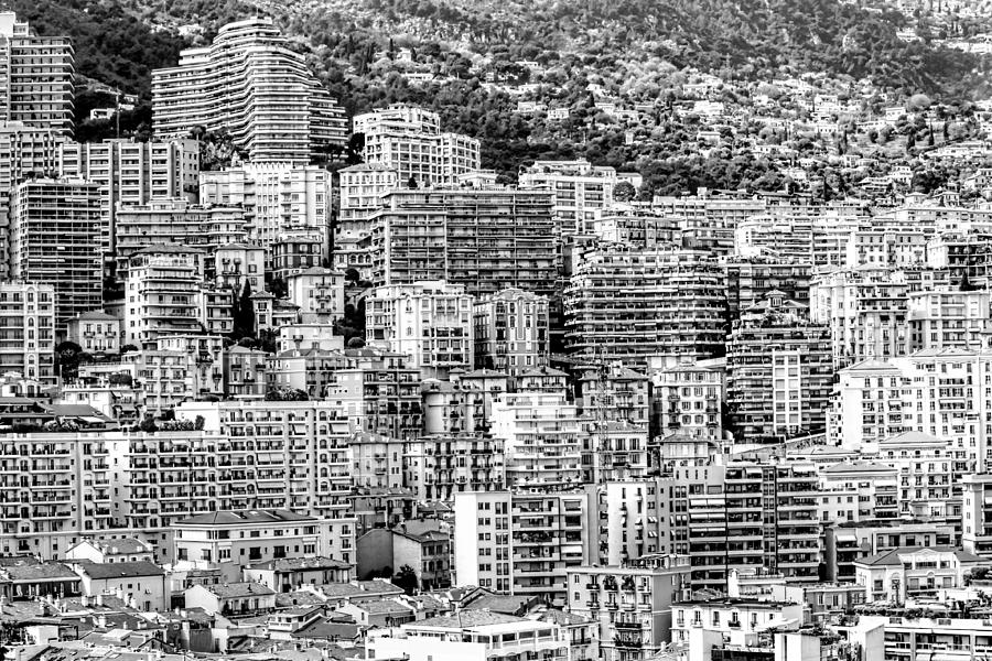 Cliffs of Monte-Carlo in Black and White Photograph by Jenny Hudson
