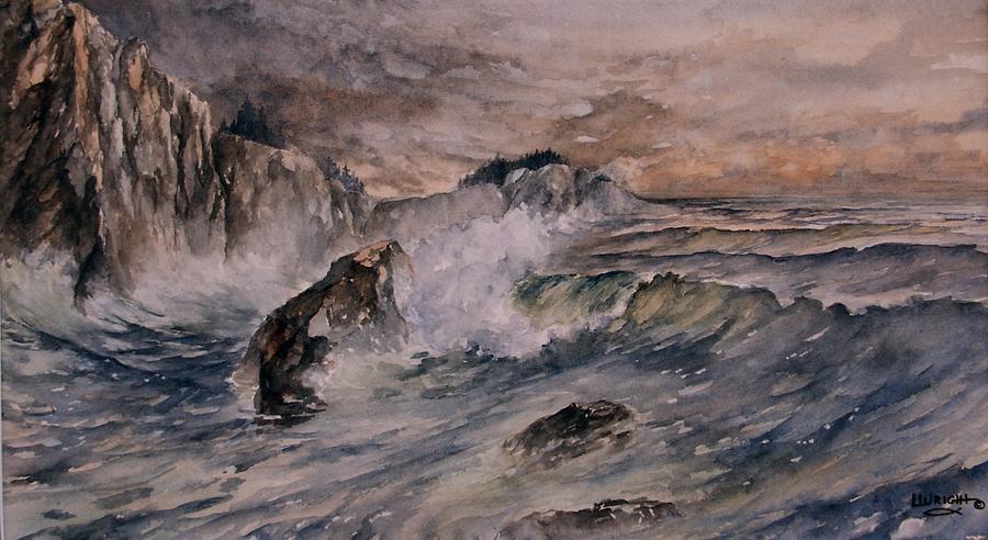 Cliffside Surf Painting by Lynne Wright
