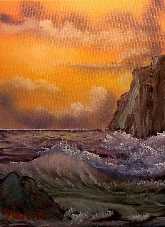 Cliffside Wave Painting by Dina Sierra | Fine Art America