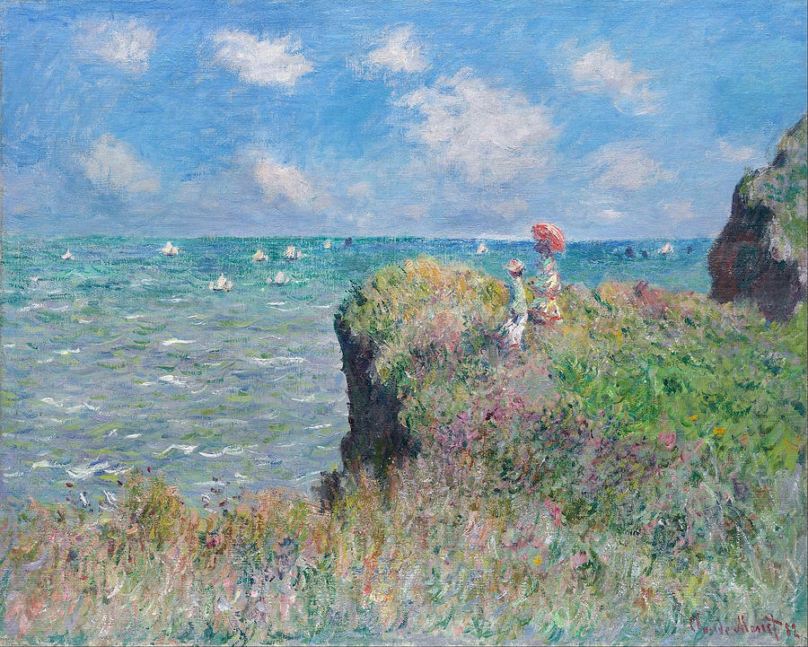 Clifftop Walk at Pourville Painting by Claude Monet