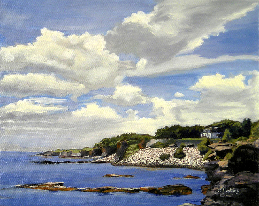 Sunset Painting - Cliffwalk Newport Rhode Island by Christine Hopkins