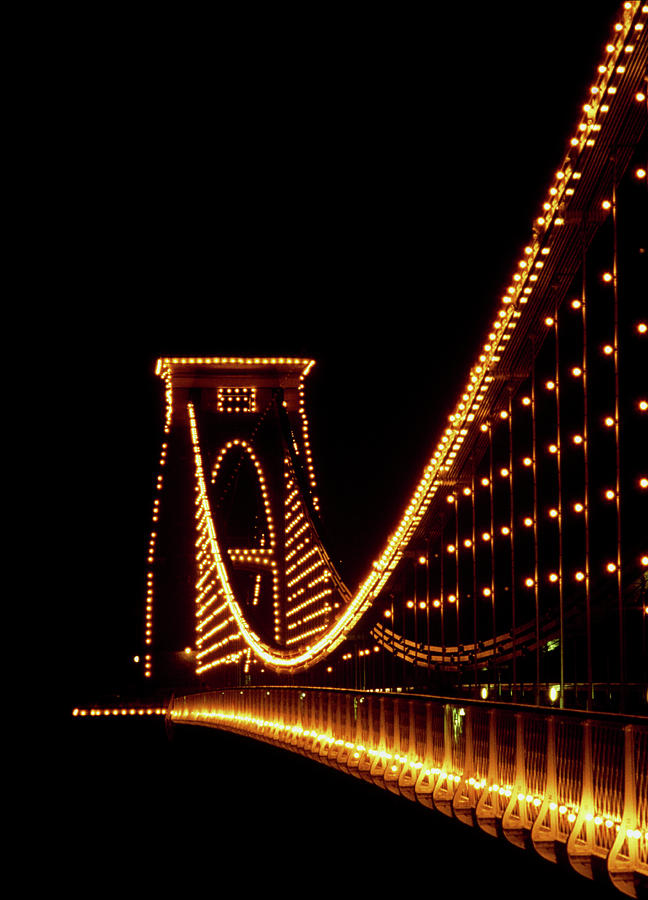 Bridge Photograph - Clifton Suspension Bridge At Night by Martin Dohrn/science Photo Library