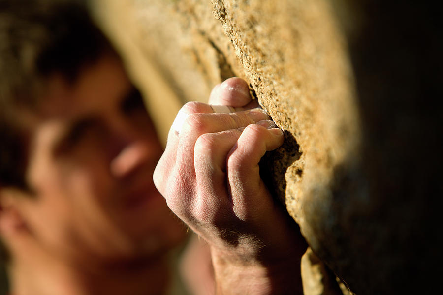 Climber Grimacing As He Grips Onto Hold Photograph By Corey Rich Fine Art America