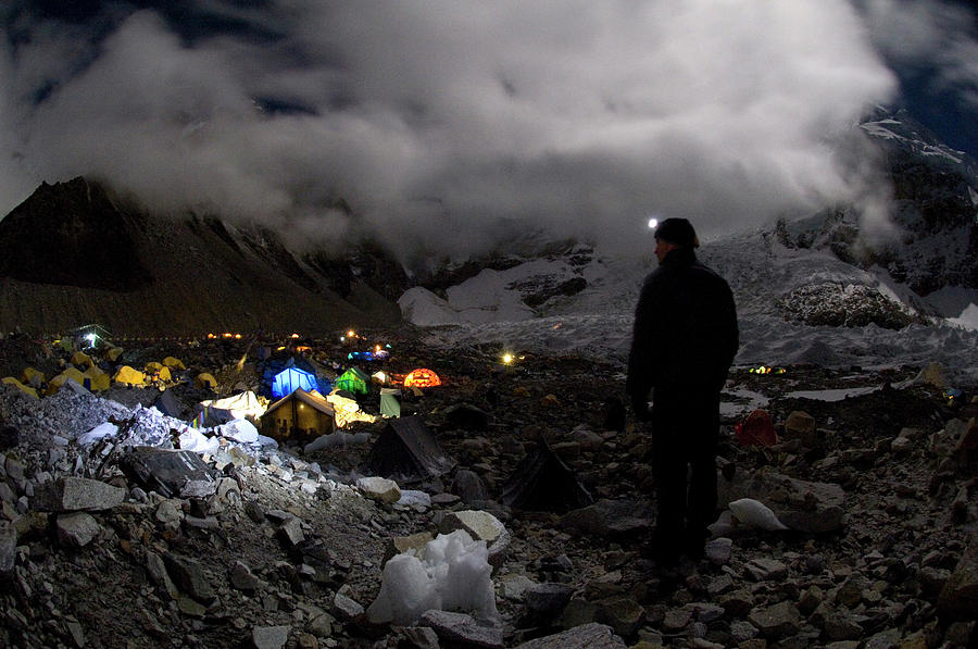 Climber Looking At Base Camp, Everest Photograph by Peter McBride Climber Looking At Base Camp, Everest Photograph by Peter McBride
