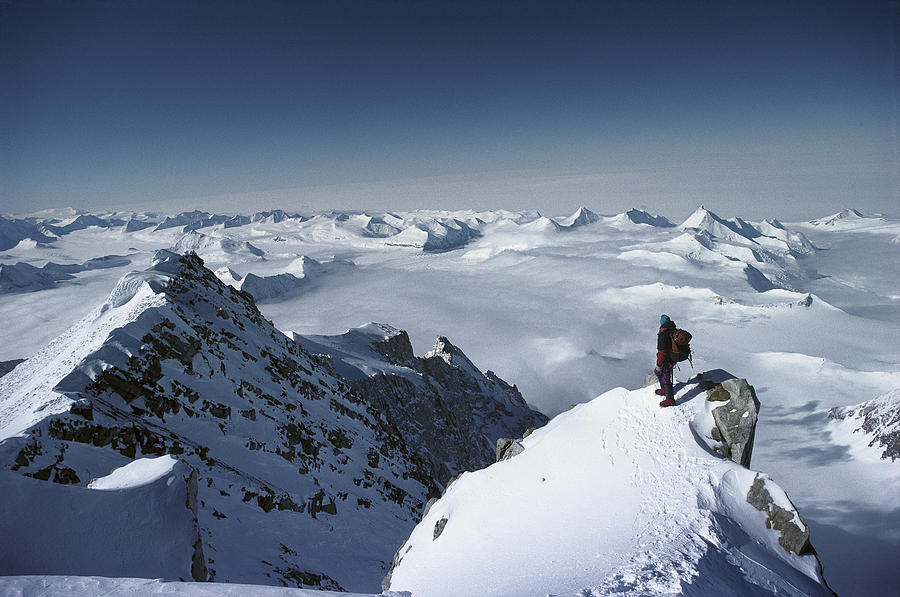 Climber On The Summit Of Mt Shinn Photograph by Colin Monteath Climber On The Summit Of Mt Shinn Photograph by Colin Monteath