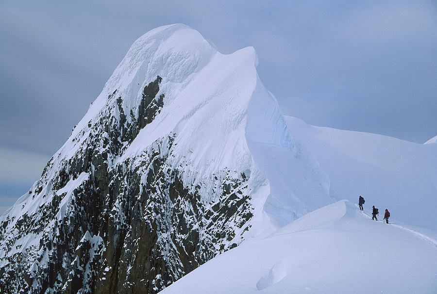 Climbers On Summit Ridge Of Mt Scott Photograph by Colin Monteath
