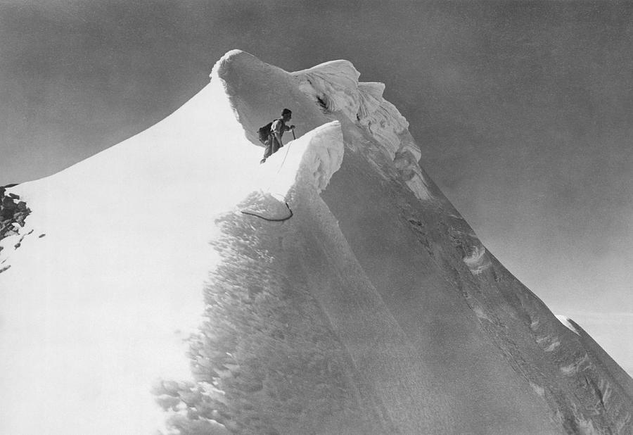 Climbing In The Alps Photograph by Underwood Archives