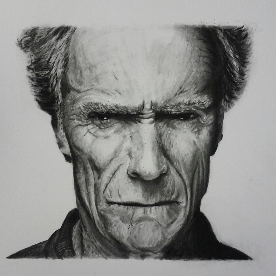 Hollywood Drawing - Clint Eastwood by Daniel Diehl
