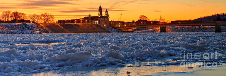 Landscape Photograph - Clinton County Courthouse Winter Sunset by Adam Jewell