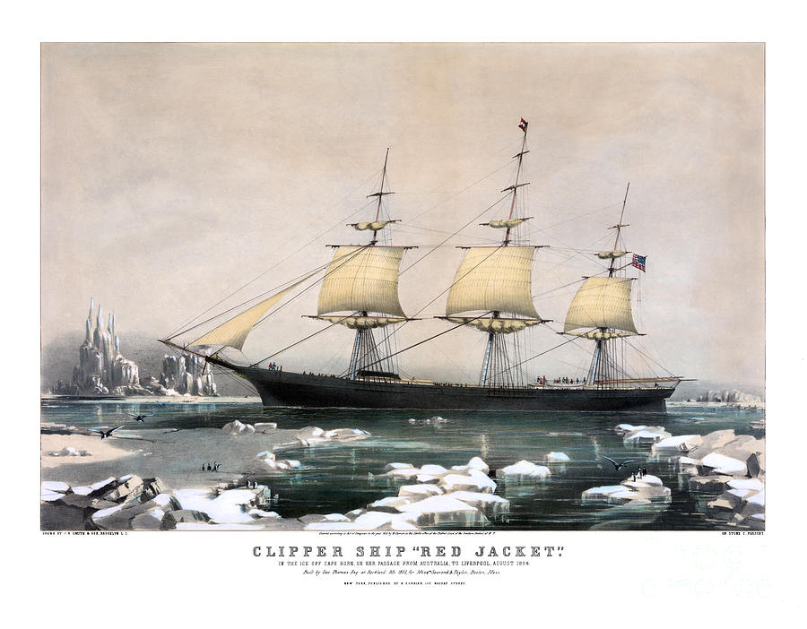 clipper ship red jacket 1855 painting by pablo romero