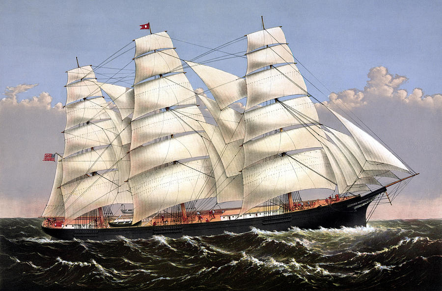 Clipper Ship Three Brothers Painting by War Is Hell Store