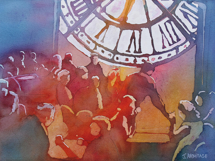 Paris Painting - Clock Cafe by Jenny Armitage