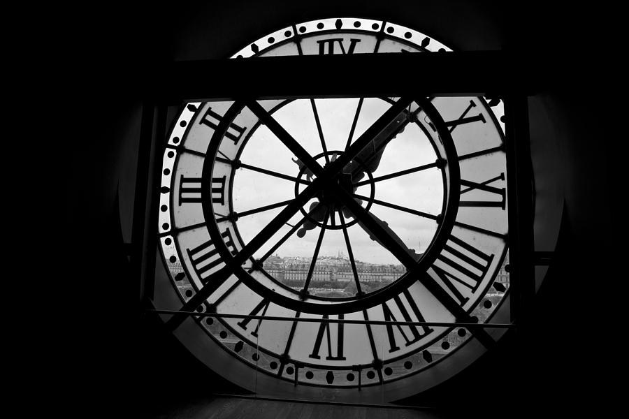 Black And White Photograph - Clock of Musee dOrsay by Chevy Fleet