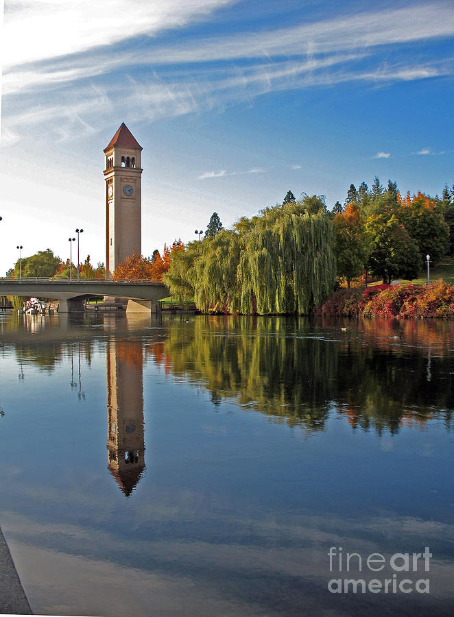 Clock Tower 1 Spokane River Photograph by Cindy Murphy - NightVisions 