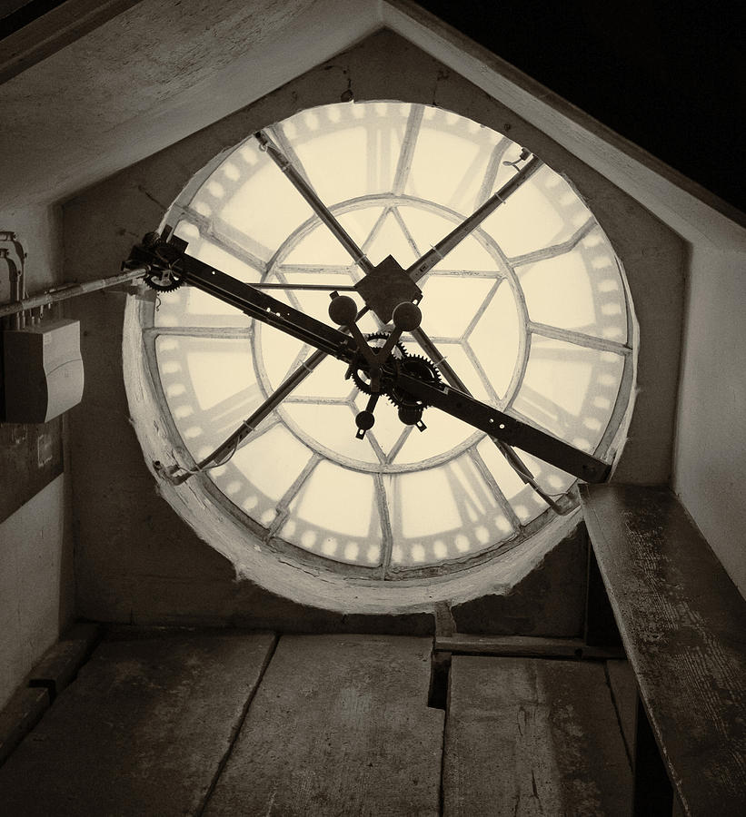 Clock Photograph - Clock Tower in Sepia by Tony Grider