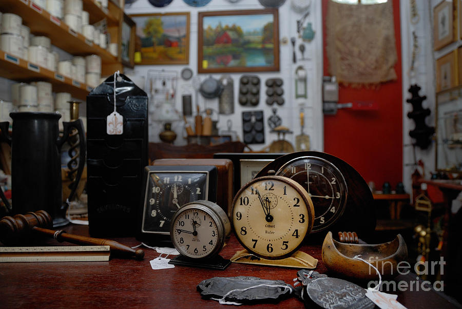 Clock Photograph - Clocks Keeping Time in an Antique Shop by Amy Cicconi