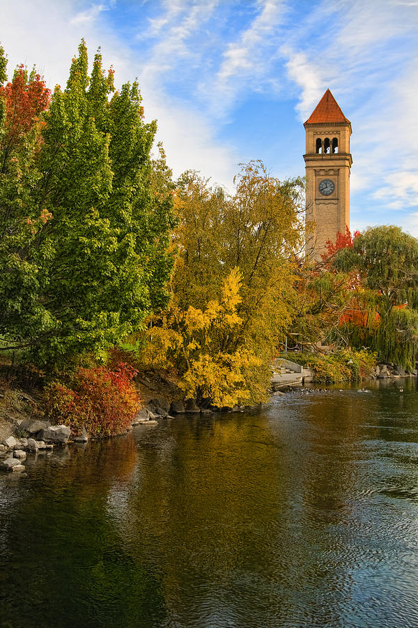 Clocktower In Fall Photograph
