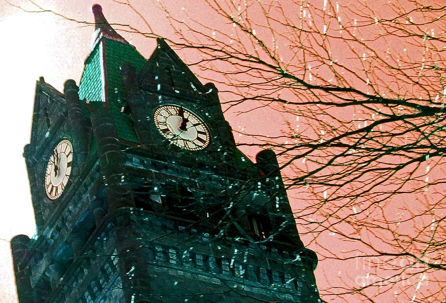 Clocktower in Teal and Coral Photograph by Desiree Paquette
