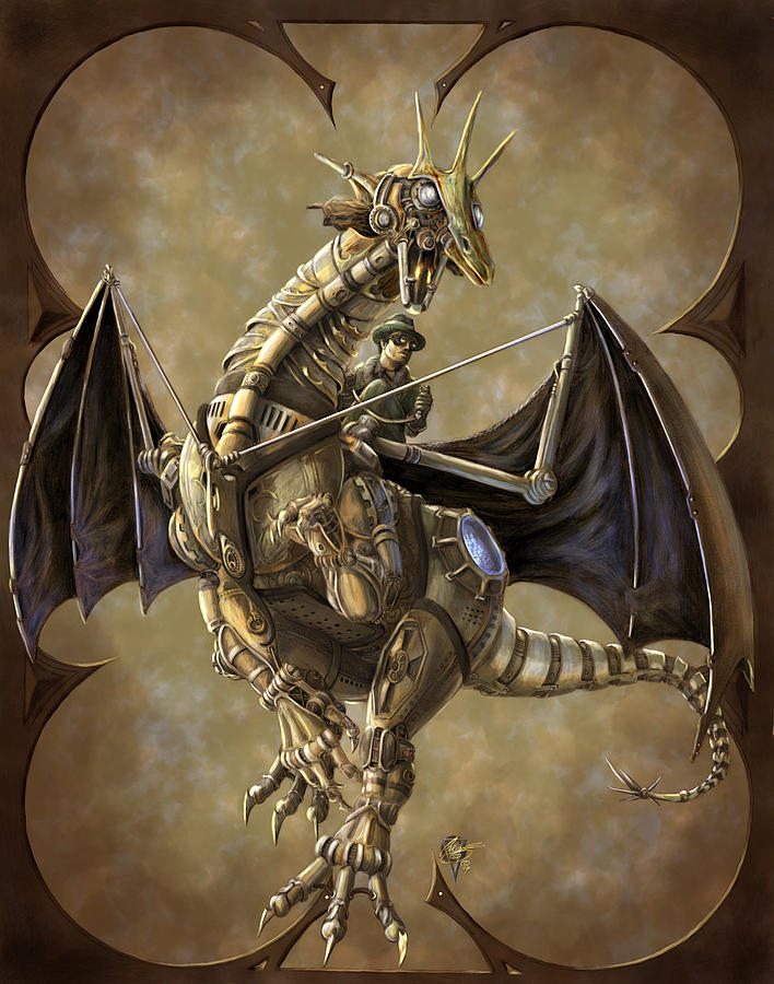 Dragon Painting - Clockwork Dragon by Rob Carlos