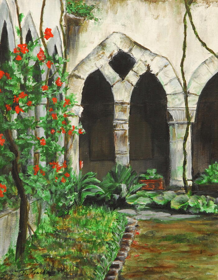 Cloister Courtyard Painting by Bonnie Peacher