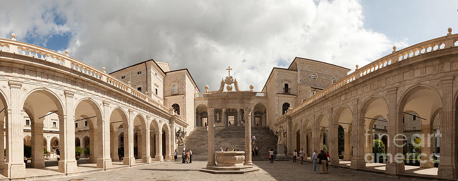 Cloister of Bramante at Monte cassino Abbey Photograph by Peter Noyce