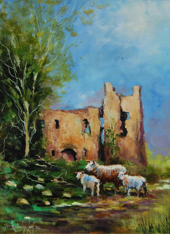 Sheep Painting - Clonmore Castle  Ireland by Jacinta Crowley-Long