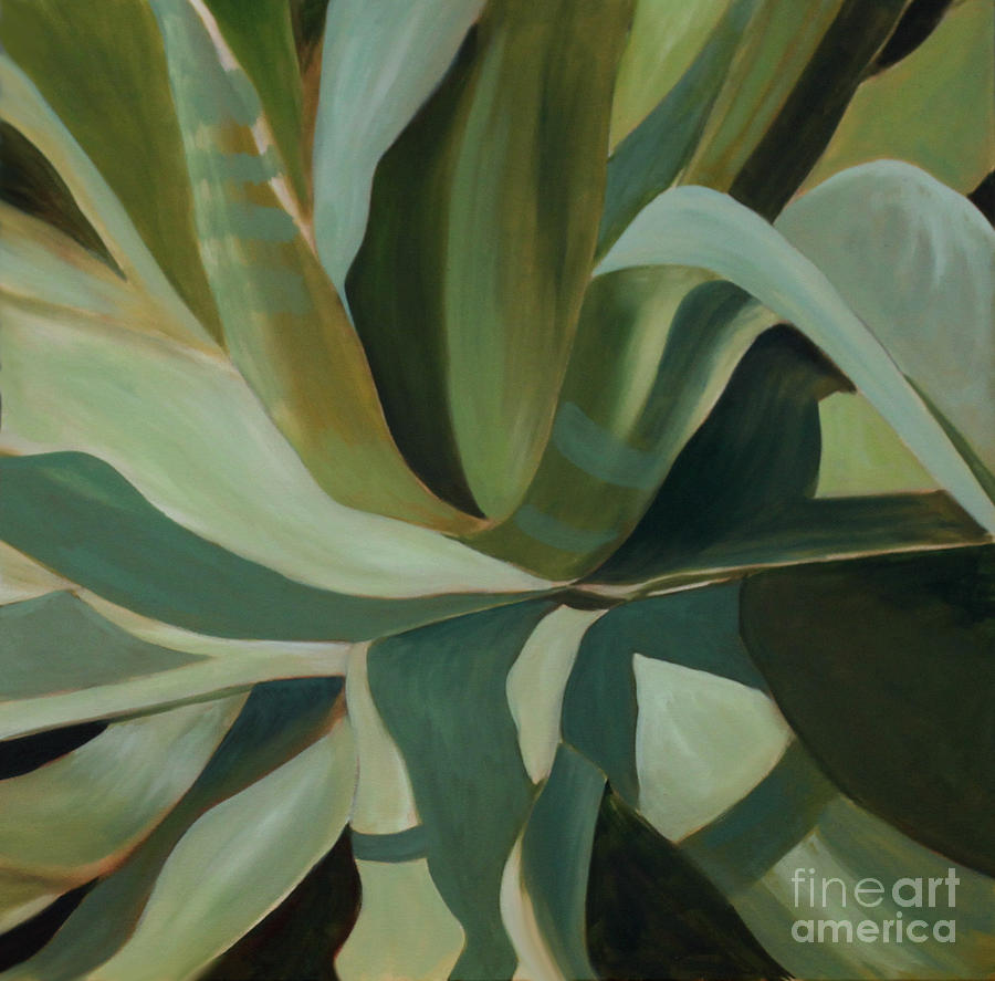 Close Cactus Painting by Debbie Hart