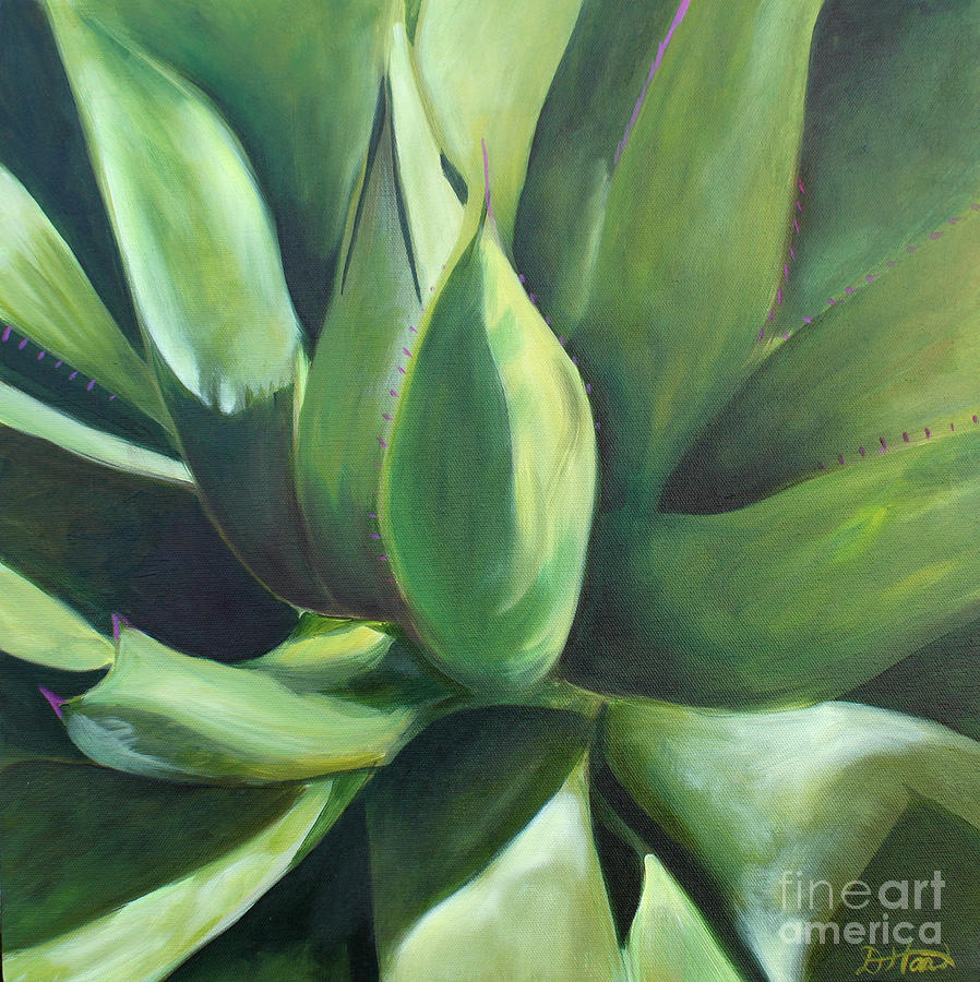 Close Cactus II - Agave Painting by Debbie Hart