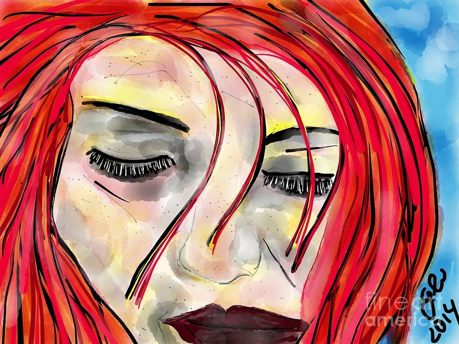 Red Hair Painting - Close My Eyes by Viva La Vida Galeria Gloria 